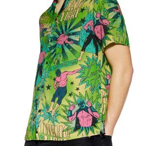 Topman Wrestler Print Camp Shirt | Size S